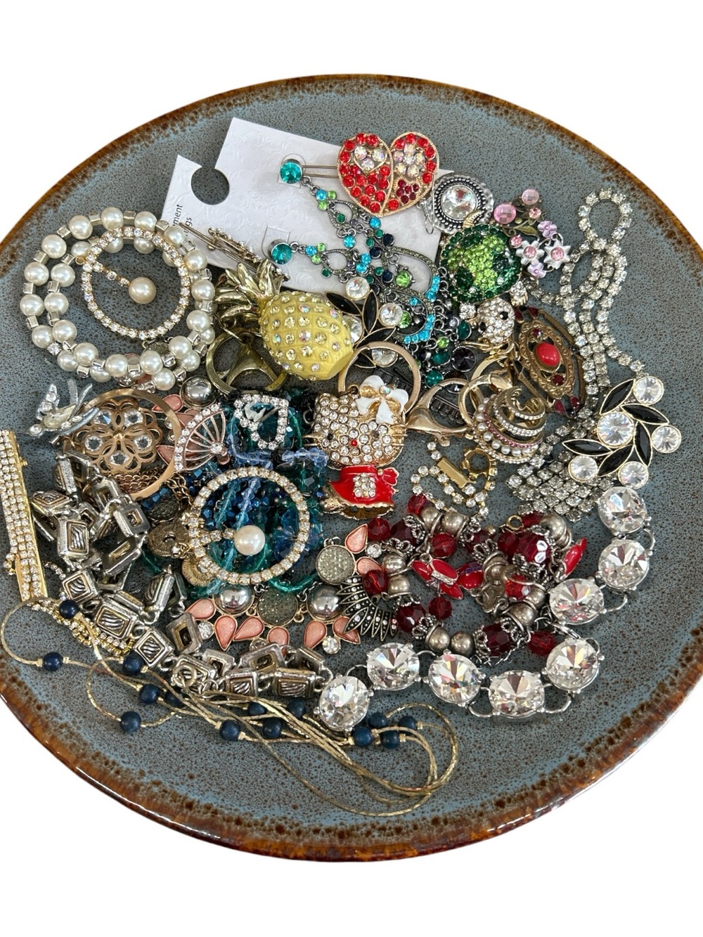 Junk Costume Jewelry Lot for crafting- Multicolor Sparkling rhinestones